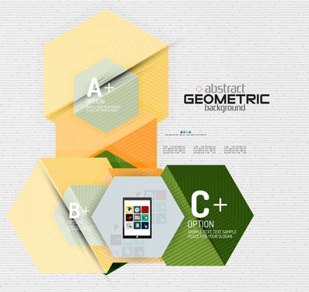 Abstract info banner with options, geometric paper style. Vector illustration