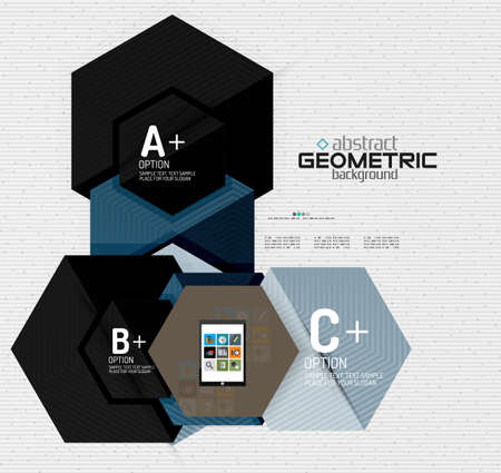 Abstract info banner with options, geometric paper style. Vector illustrationのイラスト素材