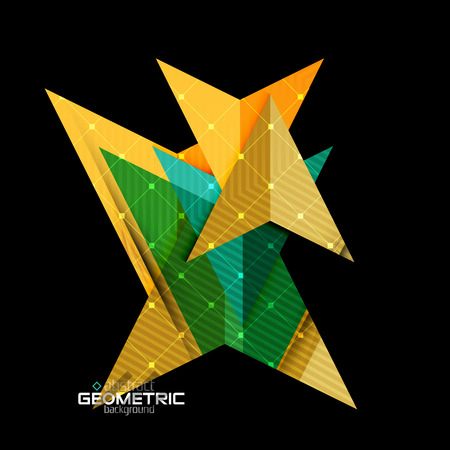 Colorful geometric shapes with texture on black. Modern futuristic abstract design template. Vector illustrationのイラスト素材