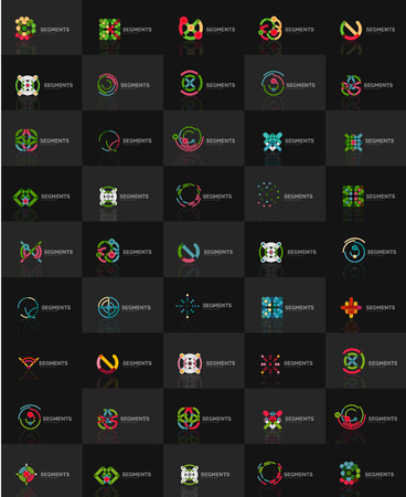 Set of linear logotypes, geometric abstract symbols, elegant icons. Modern minimalist elements for branding and logo design.のイラスト素材