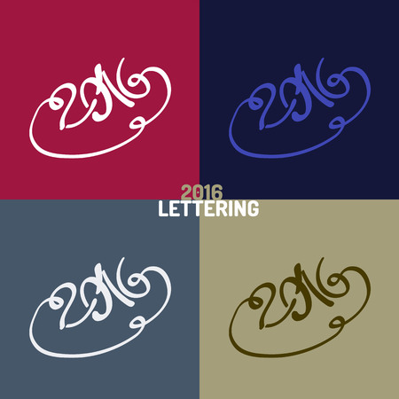 2016 Hand-drawn lettering on color squaresのイラスト素材