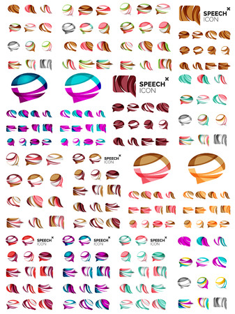 Set of speech bubble icons, overlapping shapes style design. Vectorのイラスト素材