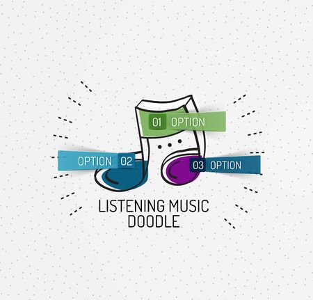Vector multicolored hand-drawn doodles, icon, stamp. Music conceptのイラスト素材