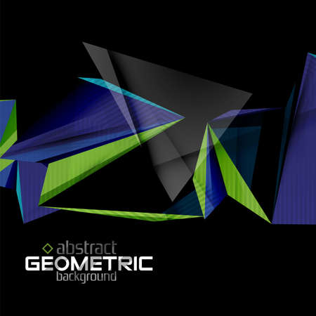 Textured paper geometric shapes on black. Vector abstract backgroundのイラスト素材