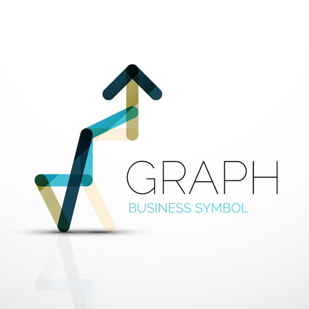 Vector abstract logo idea, linear chart or graph  business icon. Creative logotype design template made of overlapping multicolored line segmentsのイラスト素材