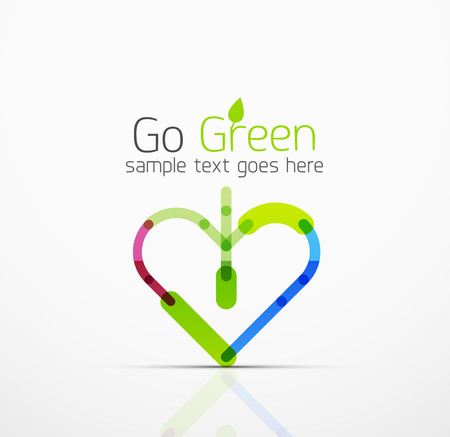 Vector abstract logo idea, eco leaf, nature plant, green concept business icon. Creative logotype design template made of overlapping multicolored line segmentsのイラスト素材