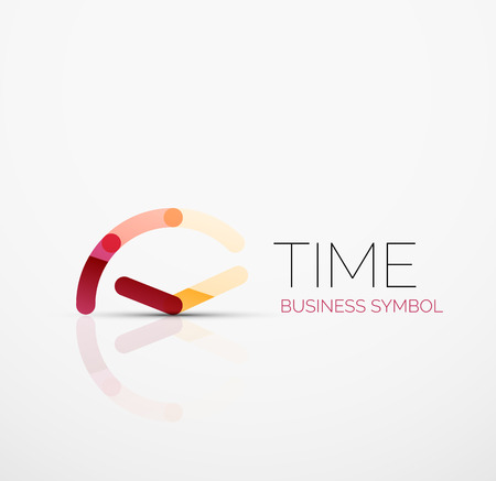 Vector abstract logo idea, time concept or clock business icon. Creative logotype design template made of overlapping multicolored line segmentsのイラスト素材