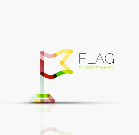 Logo flag, abstract vector linear geometric business iconのイラスト素材