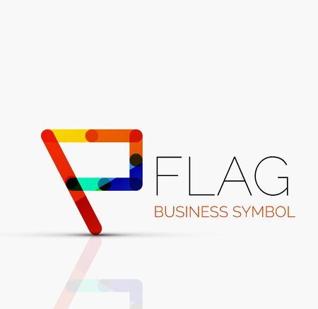 Logo flag, abstract vector linear geometric business icon
