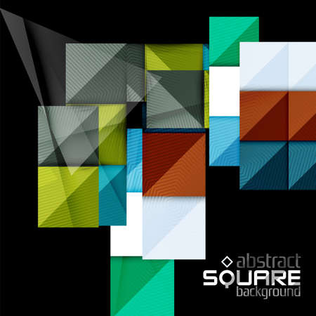Glossy color squares on black. Geometric abstract background for your message. Vectorのイラスト素材