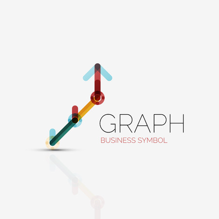 Vector abstract logo idea, linear chart or graph  business icon. Creative logotype design template made of overlapping multicolored line segmentsのイラスト素材