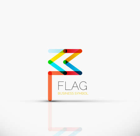 Logo flag, abstract vector linear geometric business icon