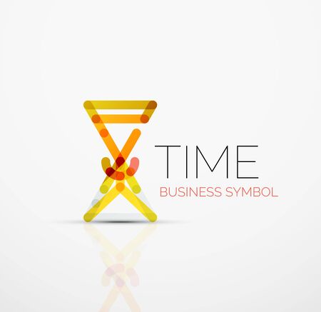 Vector abstract logo idea, time concept or clock business icon. Creative logotype design template made of overlapping multicolored line segmentsのイラスト素材