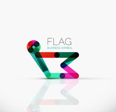 Logo flag, abstract vector linear geometric business iconのイラスト素材