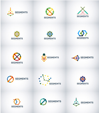 Abstract logo, thin line linear geometrical design. Vector set of business symbols.のイラスト素材