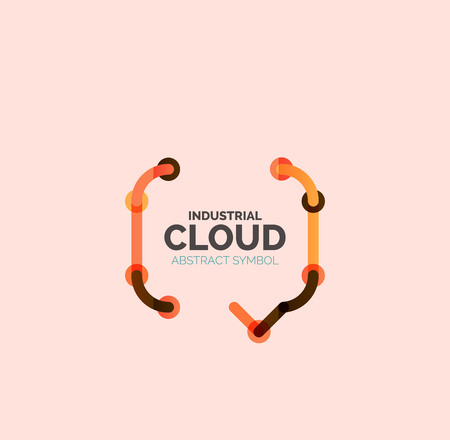 Flat linear design speech cloud logo. Talk bubble, modern geometric industrial thin line icon. Vectorのイラスト素材