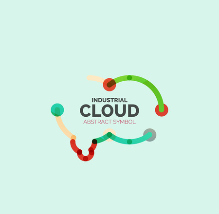 Flat linear design speech cloud logo. Talk bubble, modern geometric industrial thin line icon. Vectorのイラスト素材