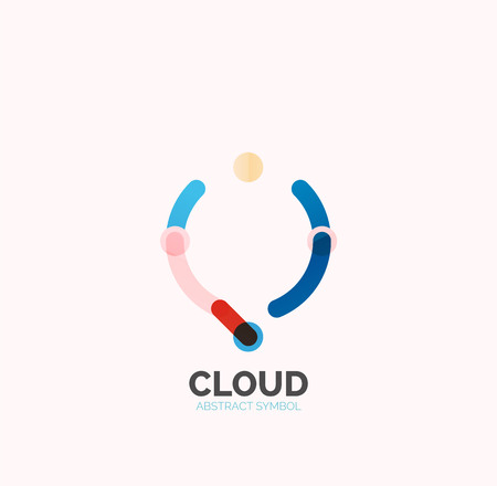 Flat linear design speech cloud logo. Talk bubble, modern geometric industrial thin line icon. Vectorのイラスト素材