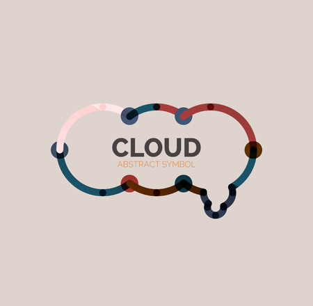 Flat linear design speech cloud logo. Talk bubble, modern geometric industrial thin line icon. Vectorのイラスト素材