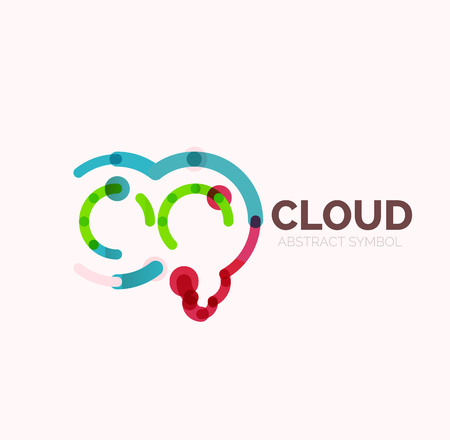 Flat linear design speech cloud logo.のイラスト素材