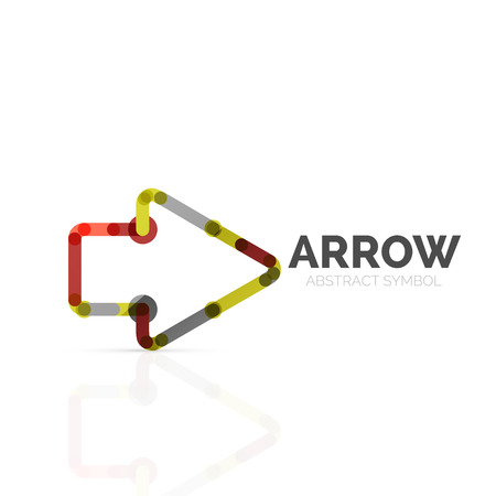 Linear arrow abstract logo, connected multicolored segments of lines in directional pointer figure.のイラスト素材