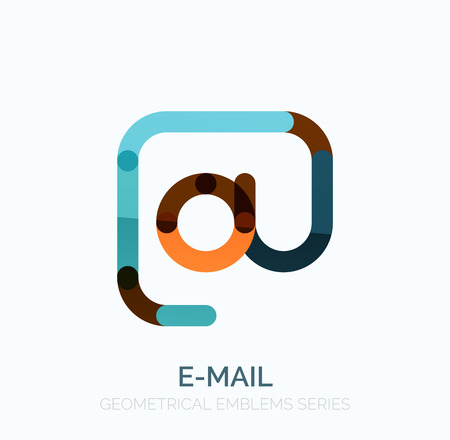 Vector email business symbol, or at sign logo. Linear minimalistic flat icon design, multicolored segments of linesのイラスト素材