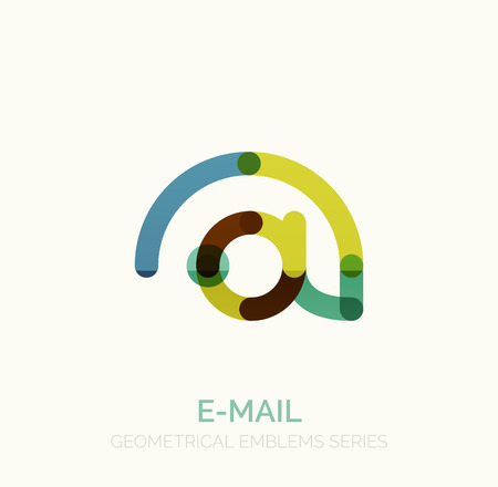 Vector email business symbol, or at sign logo. Linear minimalistic flat icon design, multicolored segments of linesのイラスト素材