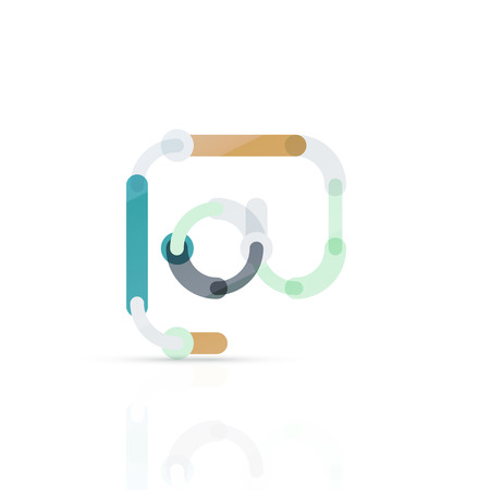 Vector email business symbol, or at sign logo. Linear minimalistic flat icon design, multicolored segments of linesのイラスト素材