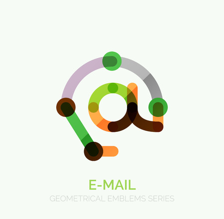 Email business symbol. Linear minimalistic flat icon design, multicolored segments of lines.のイラスト素材