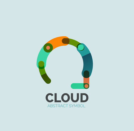 Flat linear design speech cloud symbol. Talk bubble, modern geometric industrial thin line icon.のイラスト素材
