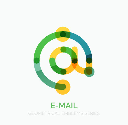 Vector email business symbol, or at sign logo. Linear minimalistic flat icon design, multicolored segments of linesのイラスト素材