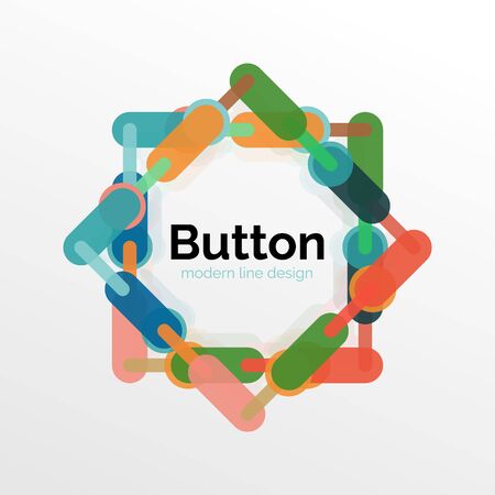 Thin line design geometric button, flat style. Overlapping muticolored elements. Vector illustrationのイラスト素材