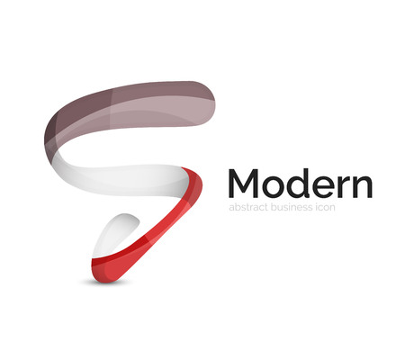 Modern vector ribbon logo, multicolored curve line with transparent elements. Business swirl iconのイラスト素材