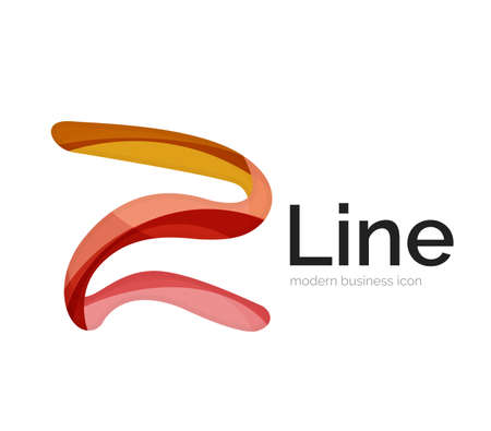Modern vector ribbon logo, multicolored curve line with transparent elements. Business swirl iconのイラスト素材