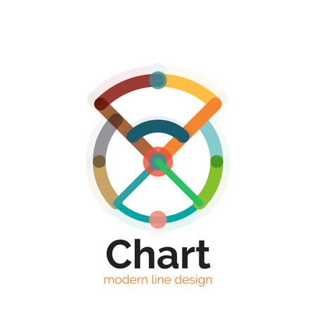 Thin line chart logo design. Graph icon modern colorful flat style. Vector iconのイラスト素材