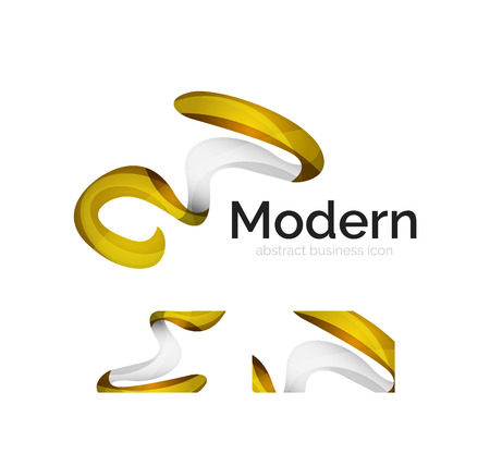 Vector abstract ribbon logo with business card identity design. Corporate modern swirl element isolated on whiteのイラスト素材