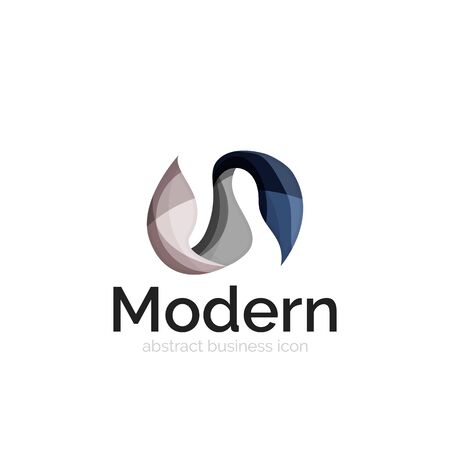 Wave ribbon logo, vector abstract business icon isolated on whiteのイラスト素材