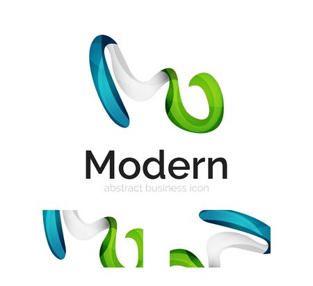 Vector abstract ribbon logo with business card identity design. Corporate modern swirl element isolated on whiteのイラスト素材