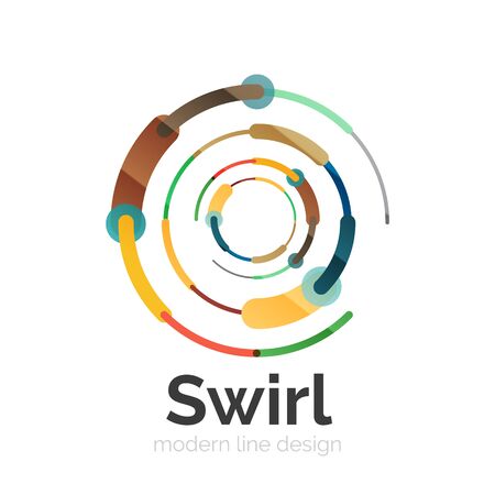 Vector swirl circle logo, linear flat designのイラスト素材