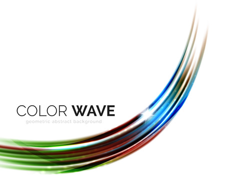 Shiny color wave isolated on white, lines with light effectsのイラスト素材