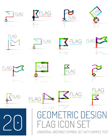Flag icon vector collection, linear designのイラスト素材