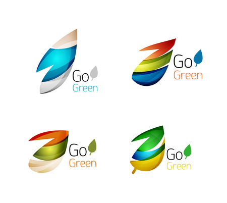 Colorful geometric nature concepts - abstract leaf logos, multicolored icons, symbol set. Vector illustrationのイラスト素材