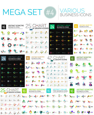 Mega collection, abstract geometric business icon setのイラスト素材