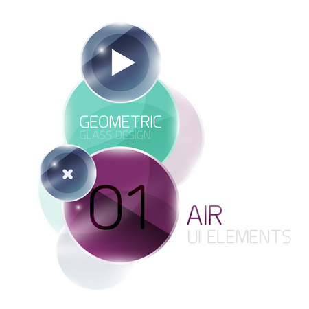 Abstract glass circles with sample text. Option info banner. Business diagram layout, air glossy futuristic templateのイラスト素材