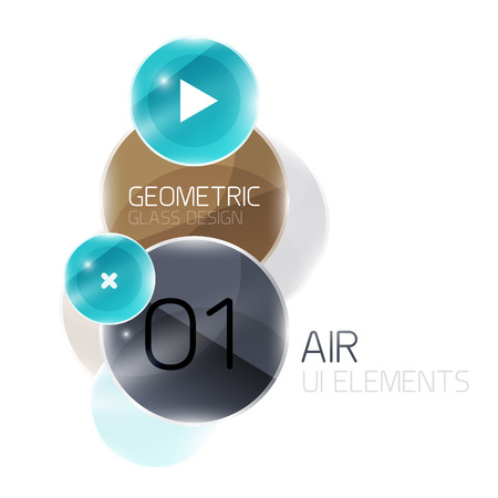 Abstract glass circles with sample text. Option info banner. Business diagram layout, air glossy futuristic templateのイラスト素材