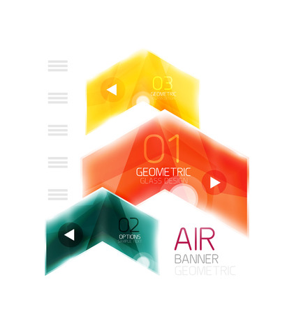 Glass arrow information web box. Vector infographic geometric abstract backgroundのイラスト素材