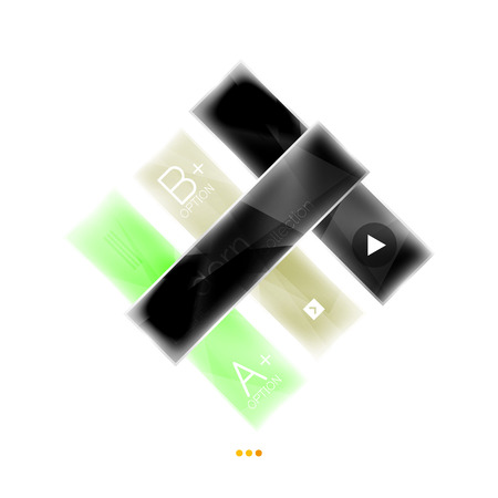 Business stripes geometric infographic template with sample options and slogan. Glossy glass shiny colorful design, single vector illustration. Infographics layout concept, menu ui app bannerのイラスト素材