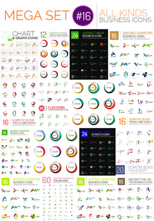 mega collection, abstract geometric business icon setのイラスト素材