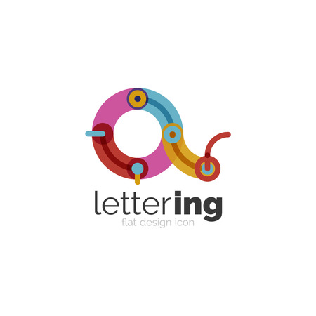 Letter business linear icon on white background. Alphabet initial letters company name concept. Flat thin line segments connected to each other. Flat cartoon industrial wire or tube design of ABC typefaceのイラスト素材