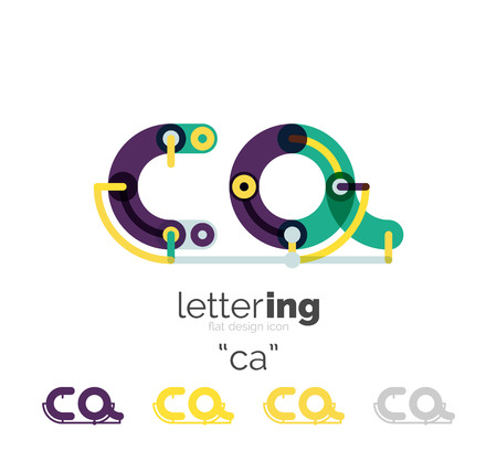 Letter line concept isolated on white. Connected color segmentsのイラスト素材